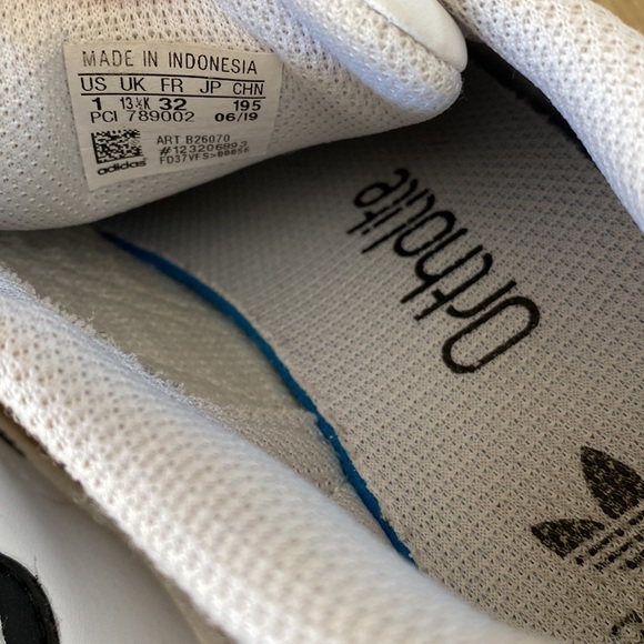 Adidas Ortholite 3 stripe Velcro sneakers, size 1 - Picture 9 of 9